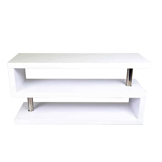 Miami High Gloss S Shape Design TV Stand In White Furniture in Fashion