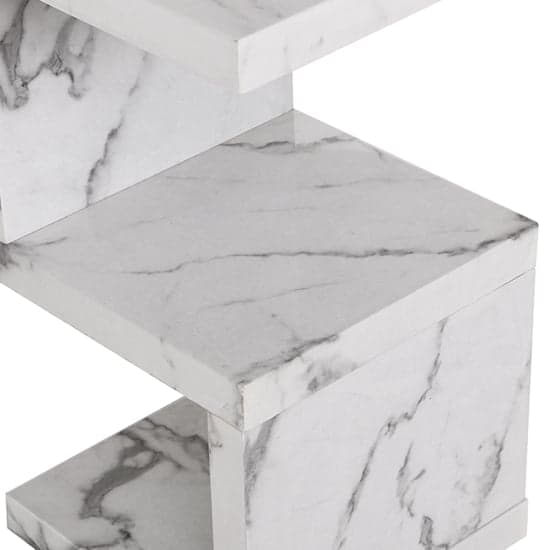 Miami High Gloss S Shape Side Table In Diva Marble Effect_5