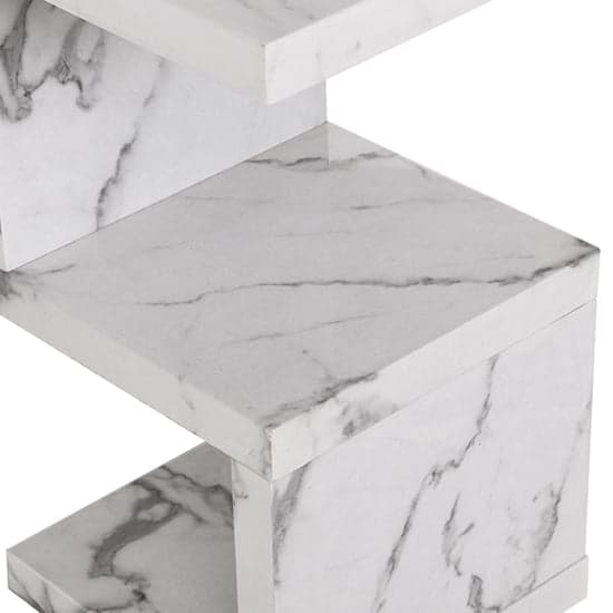 Miami High Gloss S Shape Side Table In Diva Marble Effect Furniture