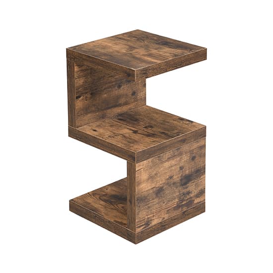 Miami Wooden S Shape Design Side Table In Rustic Oak_4