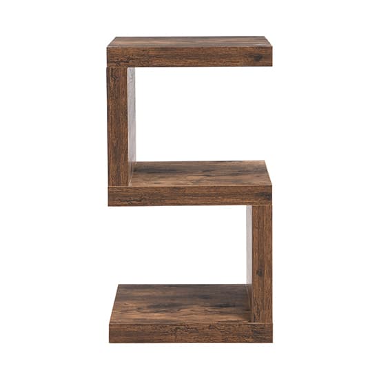 Miami Wooden S Shape Design Side Table In Rustic Oak_5