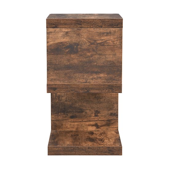 Miami Wooden S Shape Design Side Table In Rustic Oak_6
