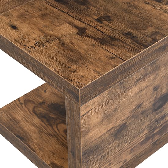 Miami Wooden S Shape Design Side Table In Rustic Oak_8