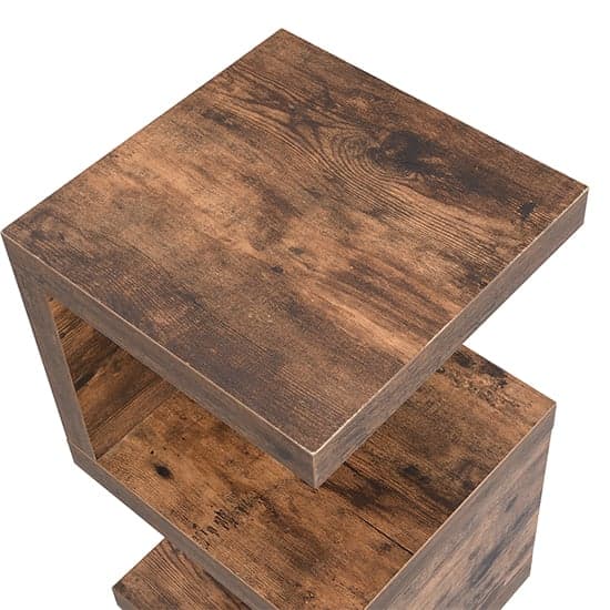 Miami Wooden S Shape Design Side Table In Rustic Oak_9