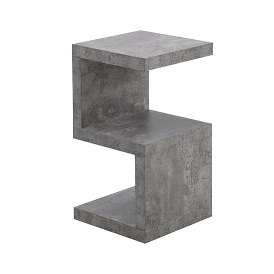 Miami Wooden S Shape Design Side Table In Concrete Effect_3