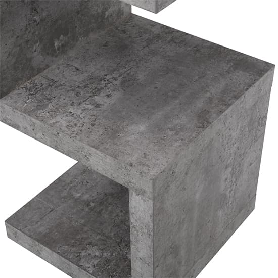 Miami Wooden S Shape Design Side Table In Concrete Effect_5