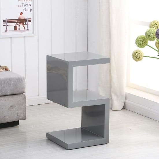 Miami High Gloss S Shape Design Side Table In Grey_2