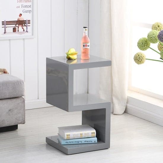 Miami High Gloss S Shape Design Side Table In Grey_1