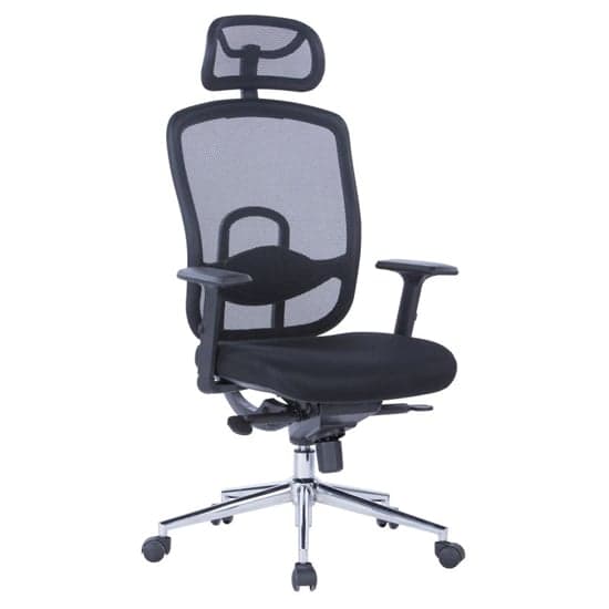 Miamian Fabric Mesh Home And Office Chair In Black_1