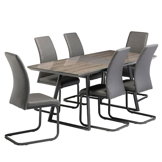 Michton Extending Grey Oak Glass Dining Table With 6 Chairs_2