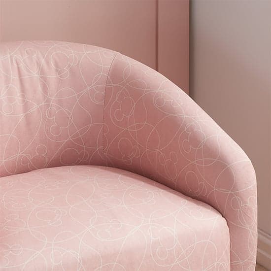 Mickey Doodle Fabric Childrens Swivel Accent Chair In Pink_4