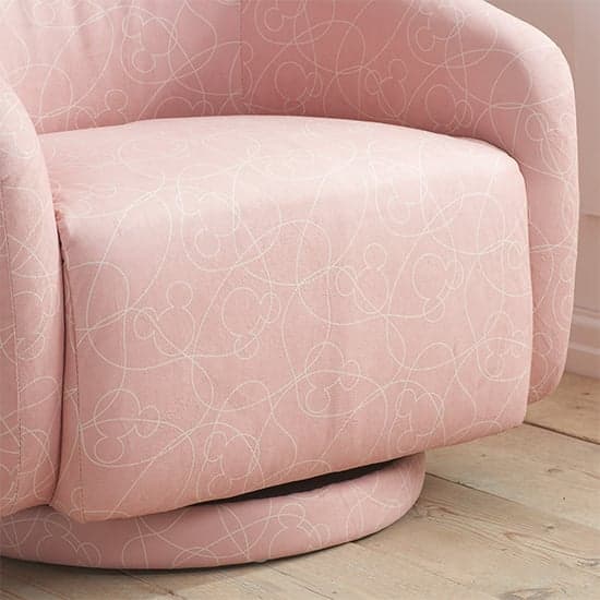 Mickey Doodle Fabric Childrens Swivel Accent Chair In Pink_6