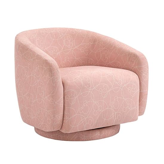 Mickey Doodle Fabric Childrens Swivel Accent Chair In Pink_7