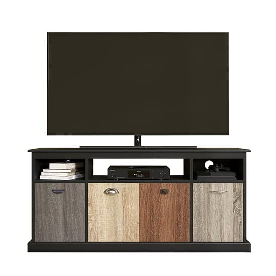 Midhurst Large Wooden TV Stand With 4 Drawers In Black_2