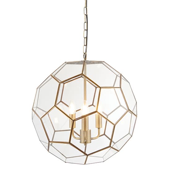 Miele 3 Lights Clear Glass Pendant Light In Antique Brass_2