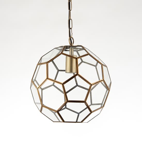Miele Clear Glass Pendant Light In Antique Brass_3
