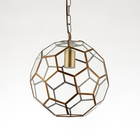 Miele Clear Glass Pendant Light In Antique Brass_4