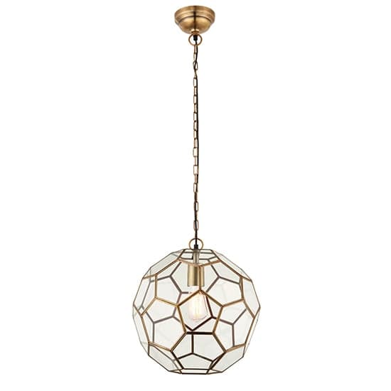Miele Clear Glass Pendant Light In Antique Brass_1