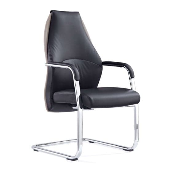 Mien Leather Cantilever Office Visitor Chair In Black And Mink_1