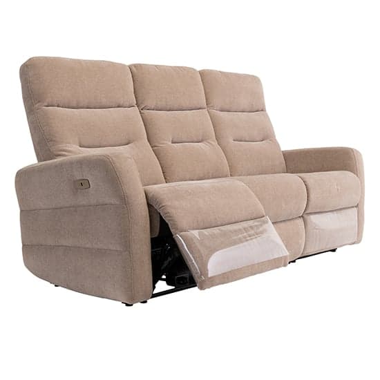 Mila Fabric Electric Recliner 3 Seater Sofa In Mink_2
