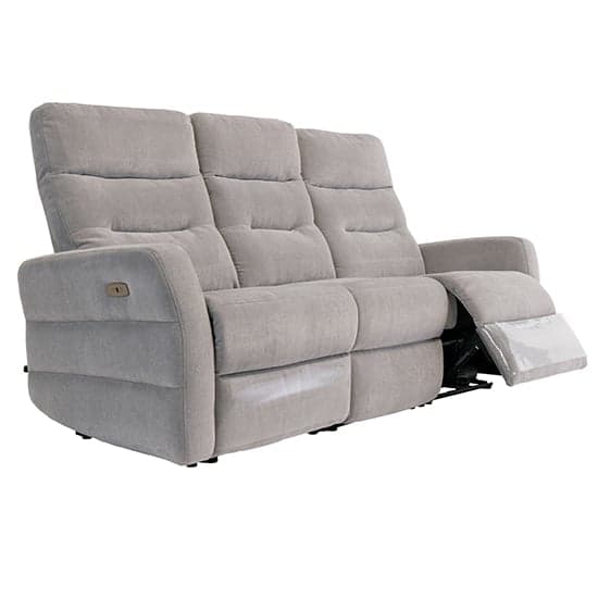 Mila Fabric Electric Recliner 3 Seater Sofa In Silver Grey_2