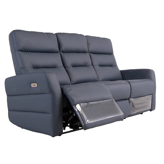 Mila Leather Electric Recliner 3 Seater Sofa In Blue_2