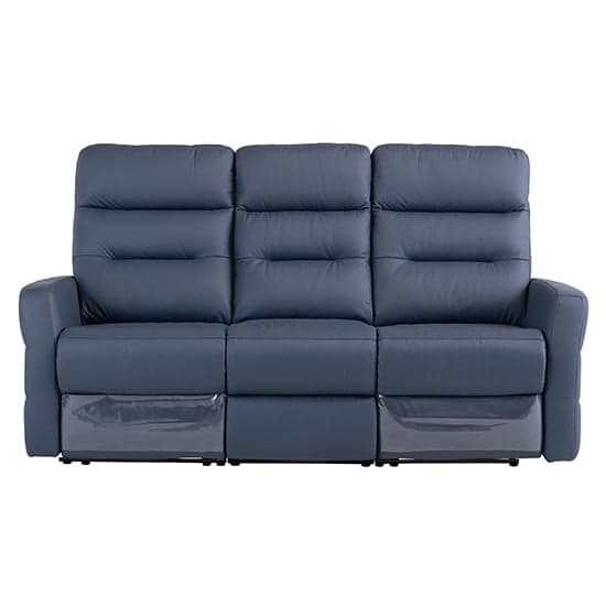 Mila Leather Electric Recliner 3 Seater Sofa In Blue_1