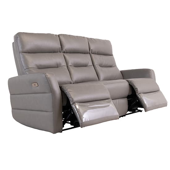 Mila Leather Electric Recliner 3 Seater Sofa In Grey_3