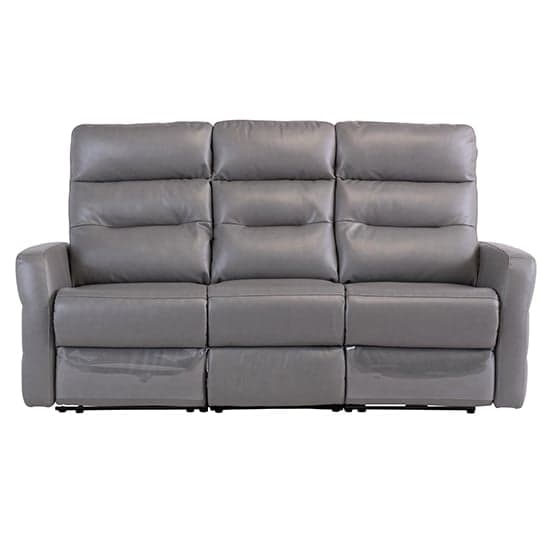 Mila Leather Electric Recliner 3 Seater Sofa In Grey_1