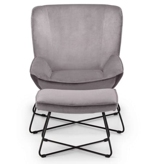 Magali Velvet Bedroom Chair With Stool In Grey_3