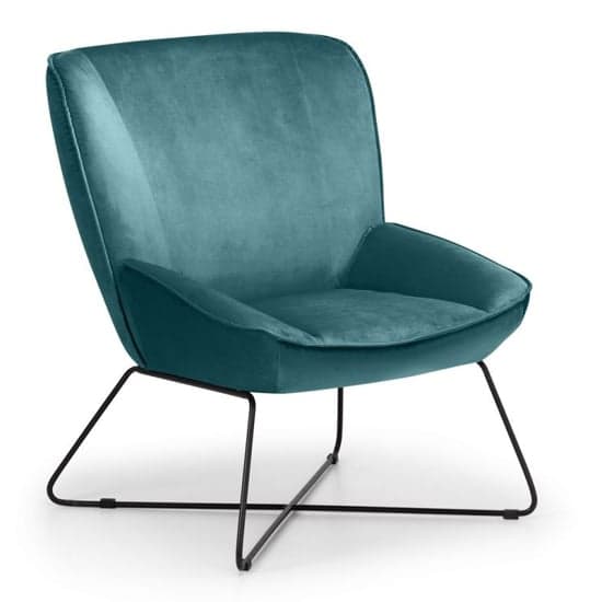 Magali Velvet Bedroom Chair With Stool In Teal_4