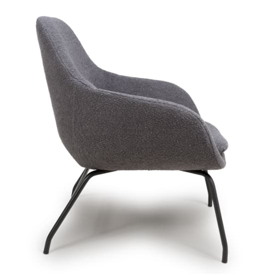 Milan Boucle Fabric Lounge Chair In Grey With Black Metal Legs_2