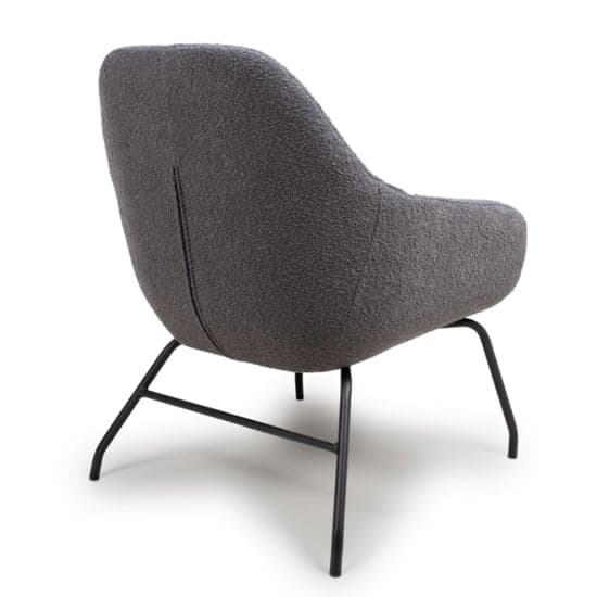 Milan Boucle Fabric Lounge Chair In Grey With Black Metal Legs_3