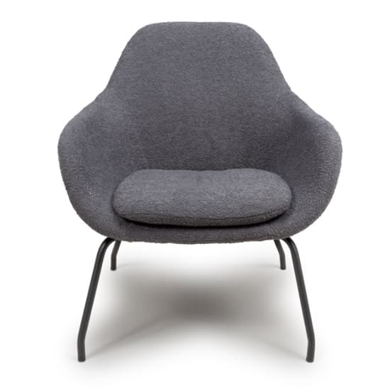 Milan Boucle Fabric Lounge Chair In Grey With Black Metal Legs_5
