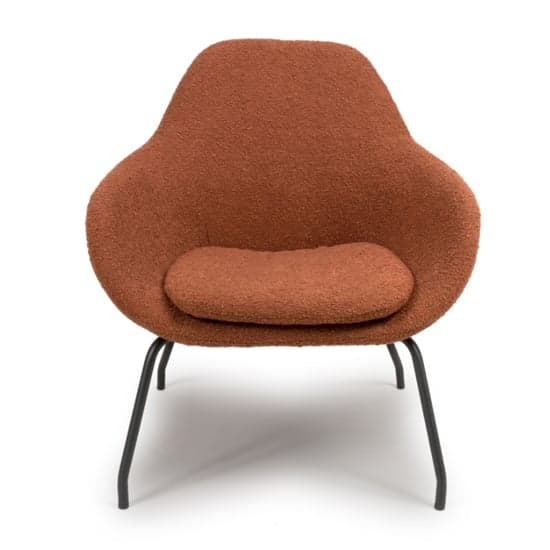 Milan Boucle Fabric Lounge Chair In Rust With Black Metal Legs_2