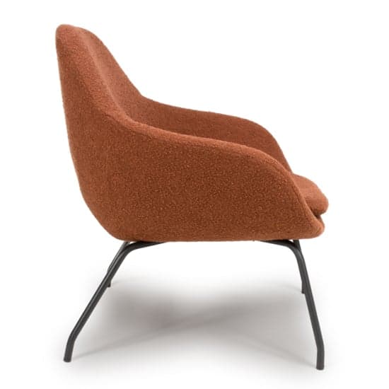 Milan Boucle Fabric Lounge Chair In Rust With Black Metal Legs_3
