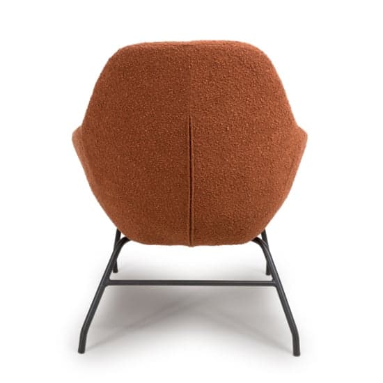 Milan Boucle Fabric Lounge Chair In Rust With Black Metal Legs_4