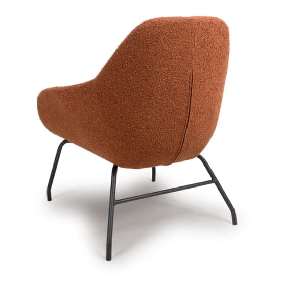 Milan Boucle Fabric Lounge Chair In Rust With Black Metal Legs_5