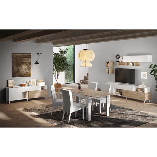 Milan High Gloss TV Stand Large With 2 Doors In White Cadiz Oak_3