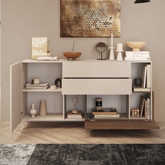 Milan Wooden Sideboard 2 Doors 2 Drawers In Cashmere And Walnut_2