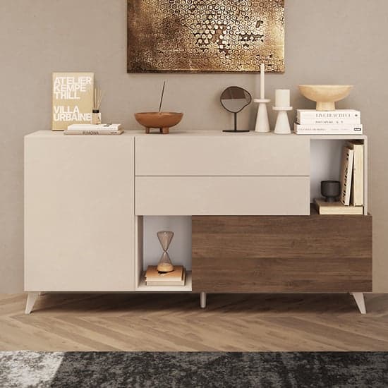 Milan Wooden Sideboard 2 Doors 2 Drawers In Cashmere And Walnut_1