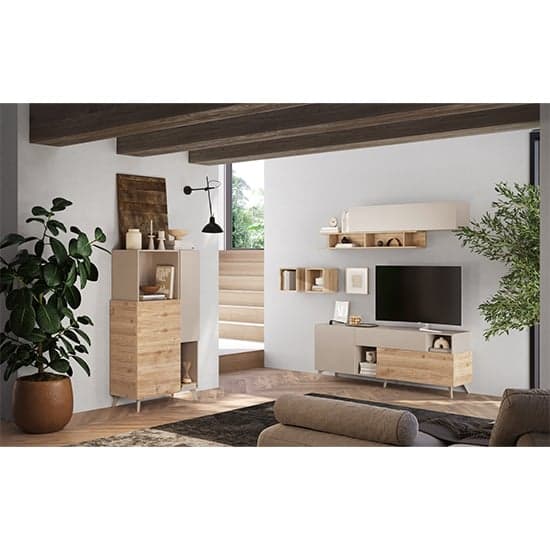 Milan Wooden TV Stand Small With 2 Doors In Cashmere Cadiz Oak_3