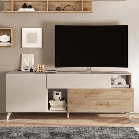 Milan Wooden TV Stand Small With 2 Doors In Cashmere Cadiz Oak_1
