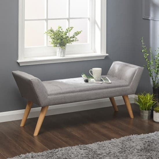 Mopeth Fabric Upholstered Window Seat Bench In Grey_1
