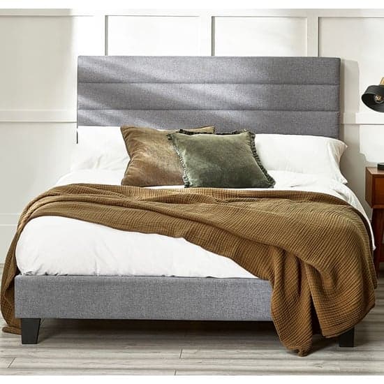 Milford Linen Fabric Double Bed In Grey_1