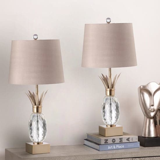 Milford Taupe Faux Silk Shade Table Lamp With Champagne Base_6