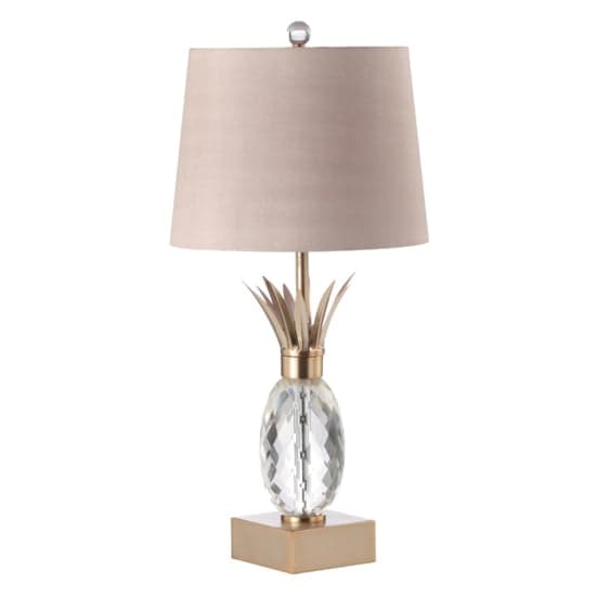 Milford Taupe Faux Silk Shade Table Lamp With Champagne Base_1