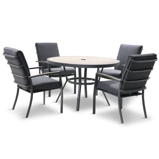 Mili 4 Seater Dining Set With Highback Chairs And 2.5m Parasol_3