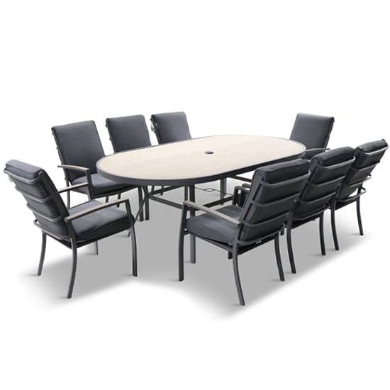 Mili 8 Seater Dining Set With Highback Chairs And Parasol_2