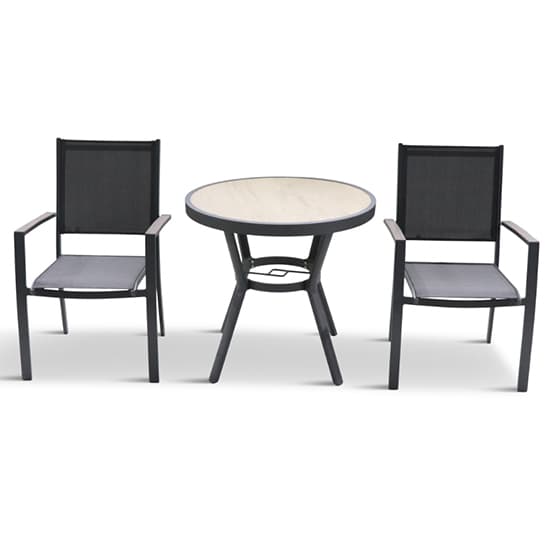 Mili Aluminium Bistro Set With Sling Chairs In Grey Furniture in Fashion